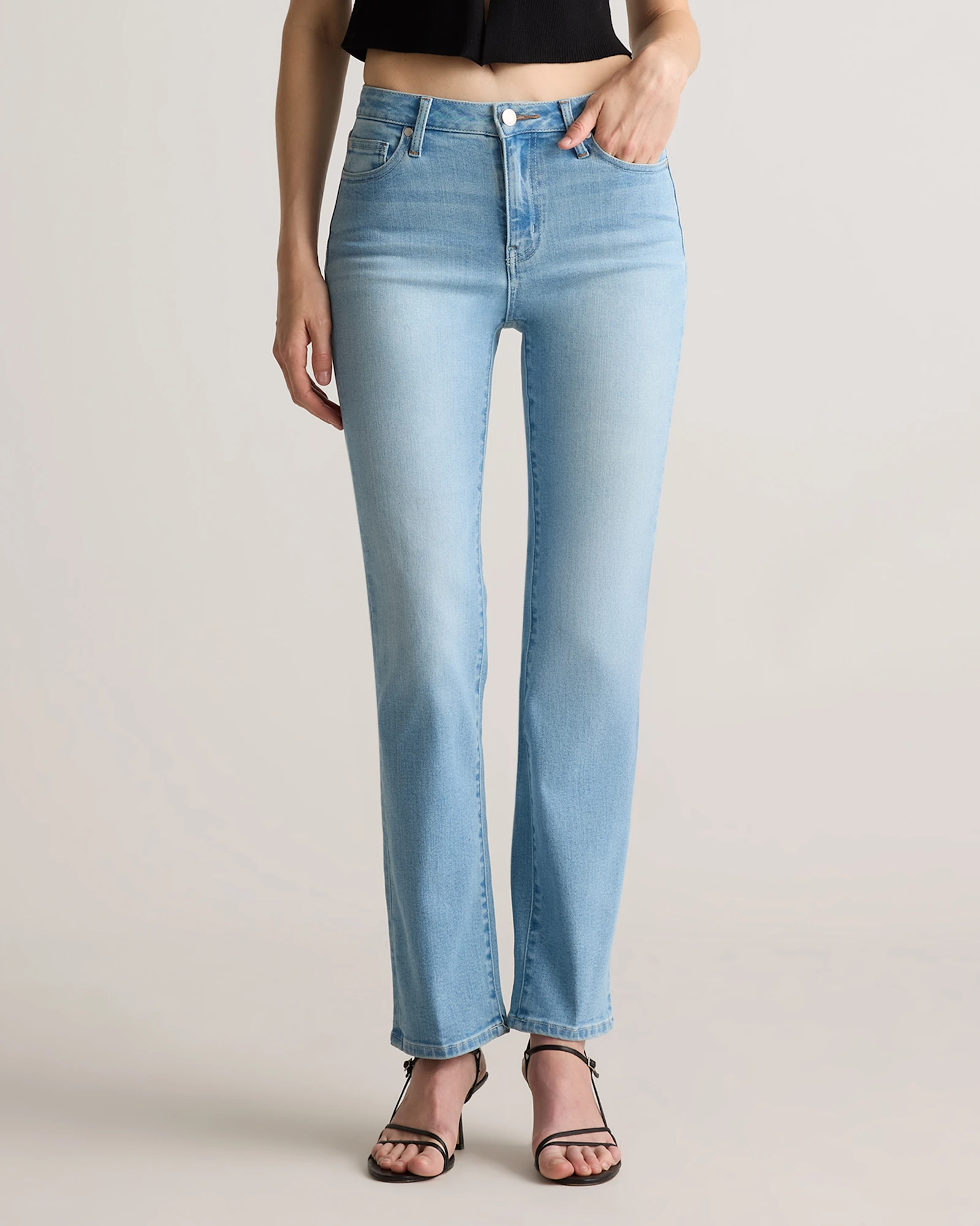 Bella Stretch Straight Jeans in Frosted Blue, Size 24