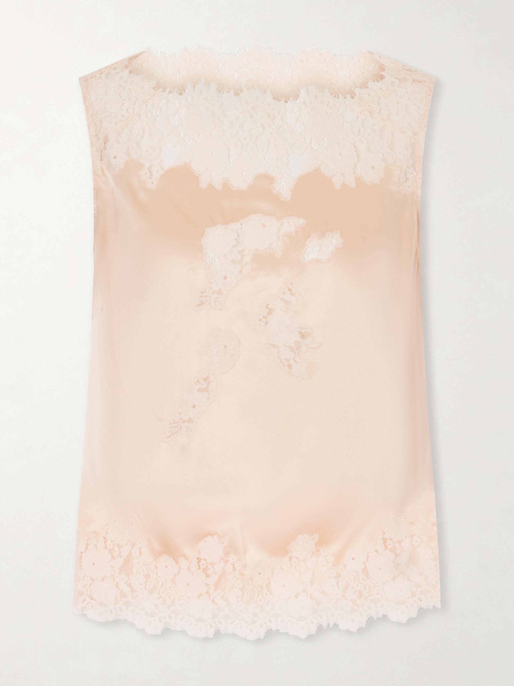 Viviane Lace-Trimmed Silk-Satin Top