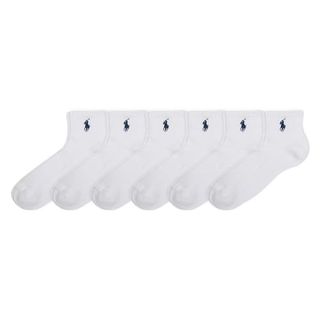 Polo Women’s Cushion Quarter Sock 6 Pair Pack, White, Shoe Size 4-10