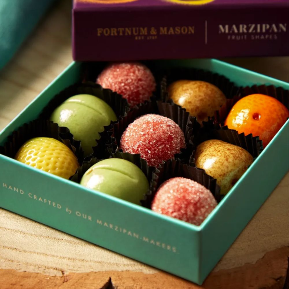 Marzipan fruits in a box