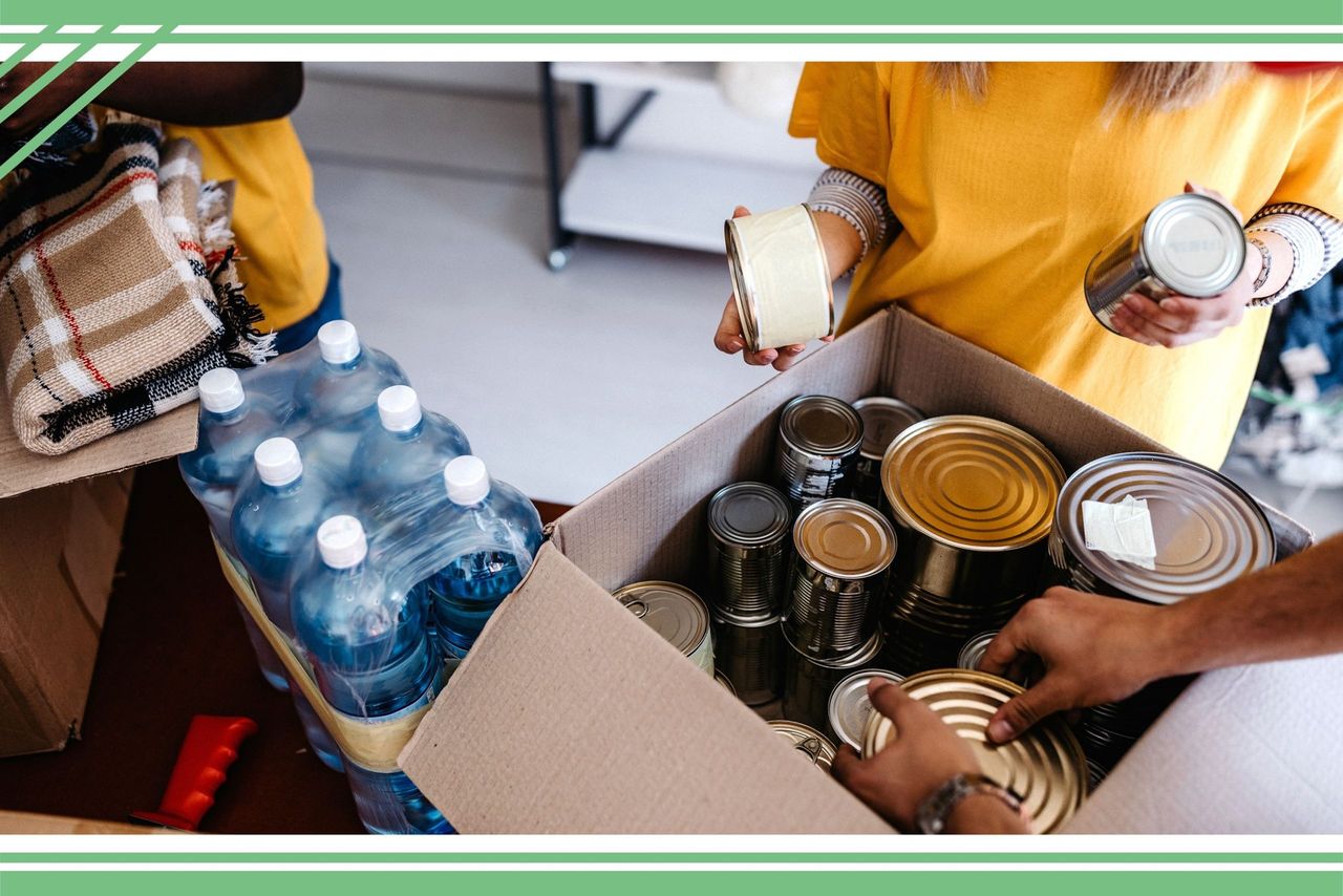 People donating to a food bank