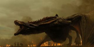 Drogon and Dany in the loot train battle