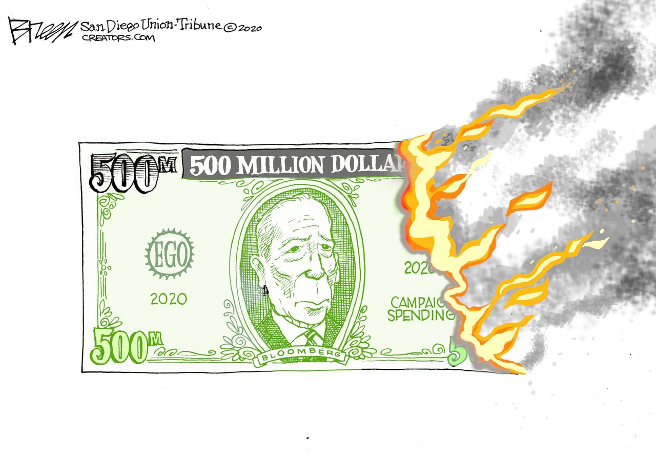 Political Cartoon U.S. Tom Steyer DNC democratic primaries delegates campaign finance dropout