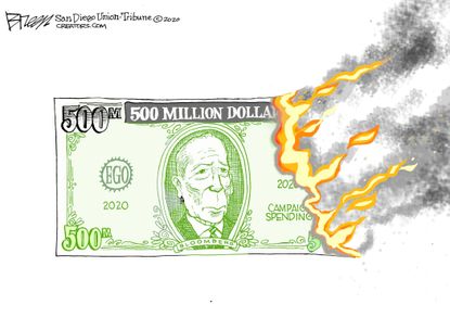 Political Cartoon U.S. Tom Steyer DNC democratic primaries delegates campaign finance dropout