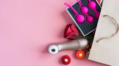 Close-Up Of Dildos On Table - stock photo