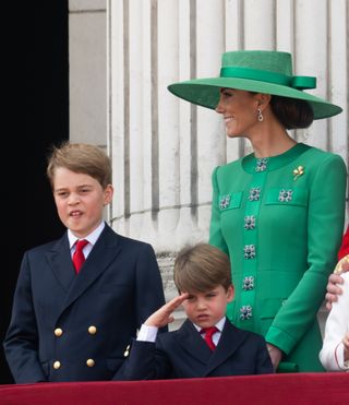 Prince Louis saluting on the balcony of Buckingham Palace at Trooping the Colour