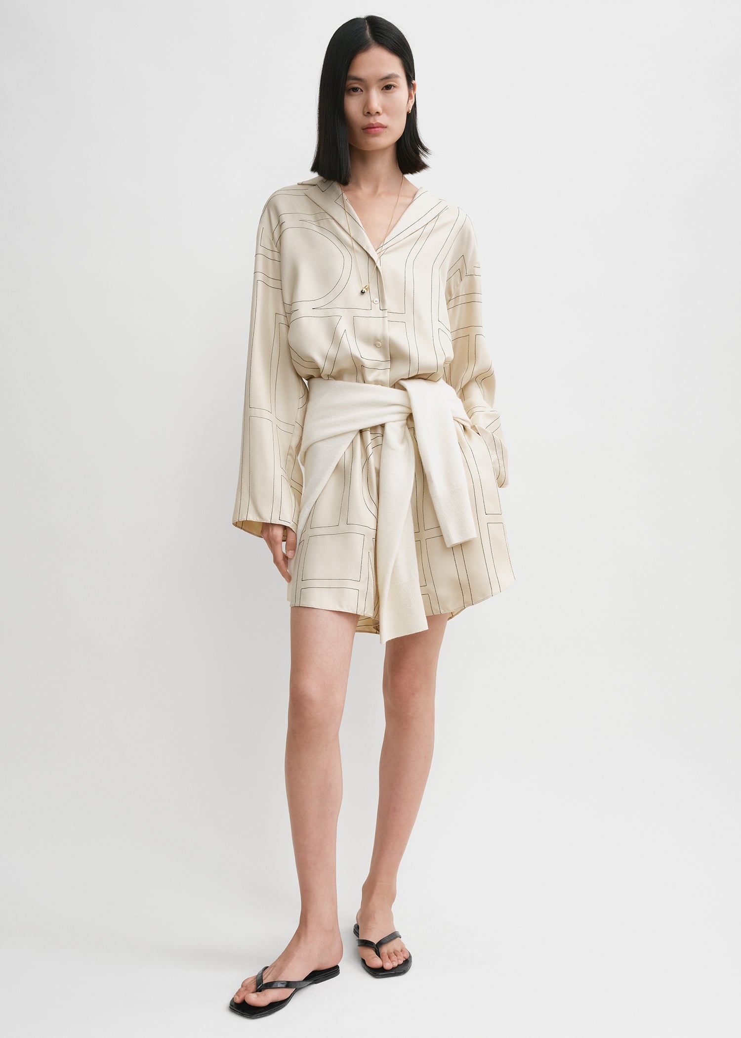 Monogram Silk Pj Shorts Ivory