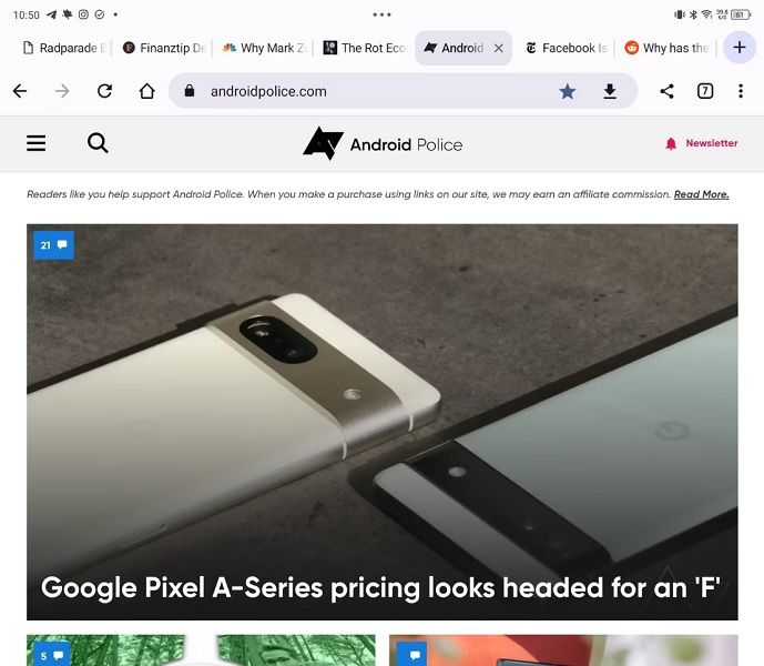The newly redesigned tab section for foldables and tablets on Google Chrome (Android).