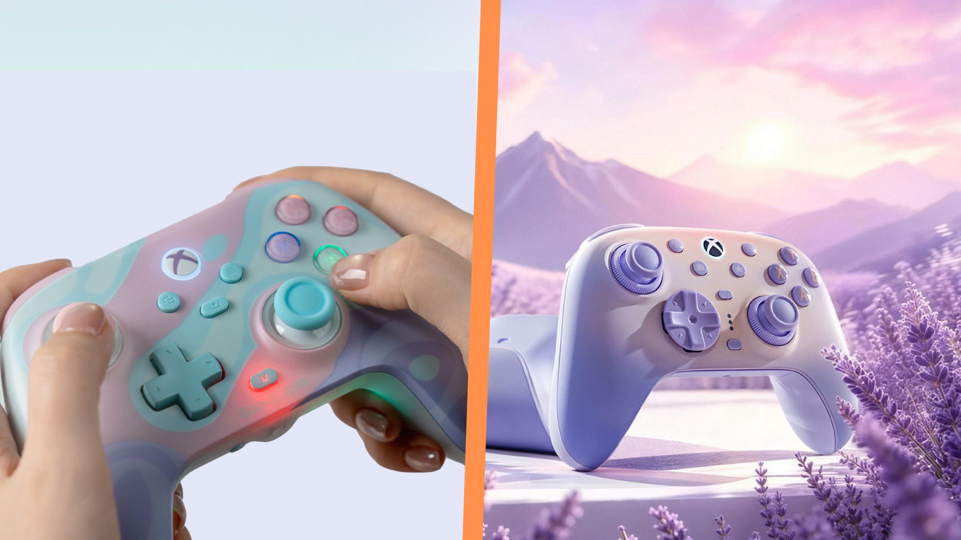 A side-by-side image of the 8BitDo Ultimate 3 and the GameSir T7 Pro 