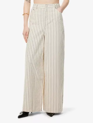 Sasha Pinstriped Wide-Leg High-Rise Jeans