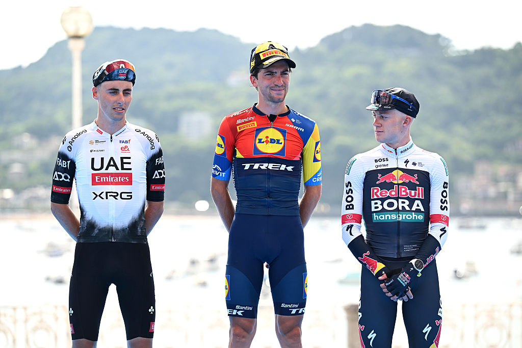 The podium at Clasica San Sebastian 2025