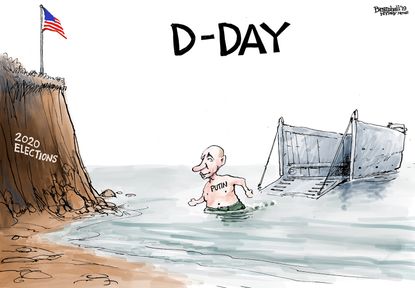 Political Cartoon U.S. Putin D-Day 2020 Elections Trump