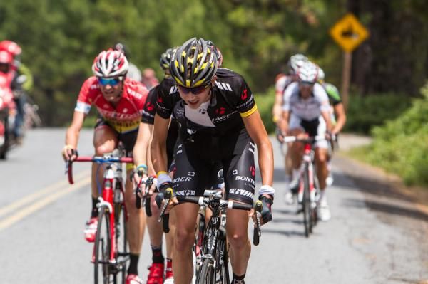 Joe Dombrowski (Bontrager-Livestrong) attacks with 3km to go.