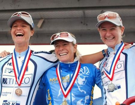 Women's podium (L-R): Lauren Tamayo (Team Tibco), Tina Pic (Colavita Sutter Home P/B Cooking Light) and Brooke Miller (Team Tibco)