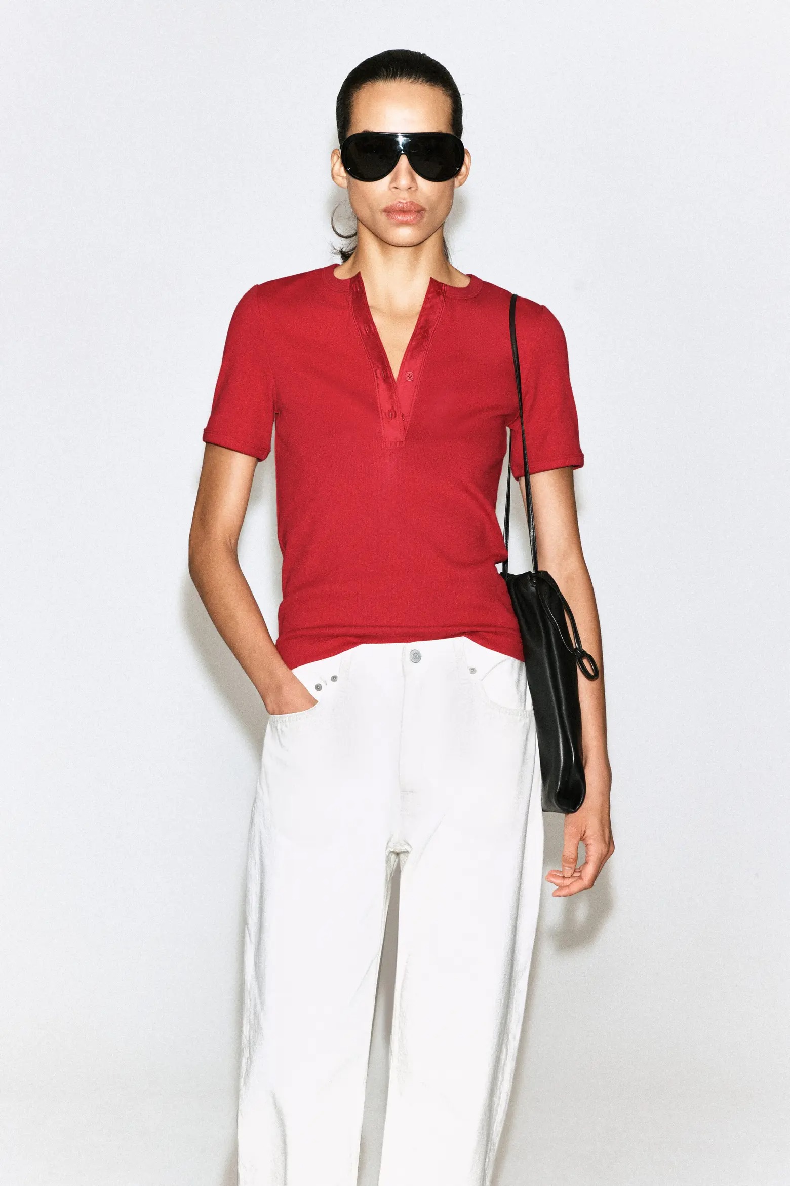 Ribbed Henley T-Shirt