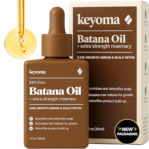 Keyoma Batana Oil for Hair Growth With Rosemary: Nourish &amp;amp; Detox Scalp for Thicker, Stronger, Longer Hair - 100% Organic Batana Oil From Honduras - Reduce Hair Loss (30 Ml)
