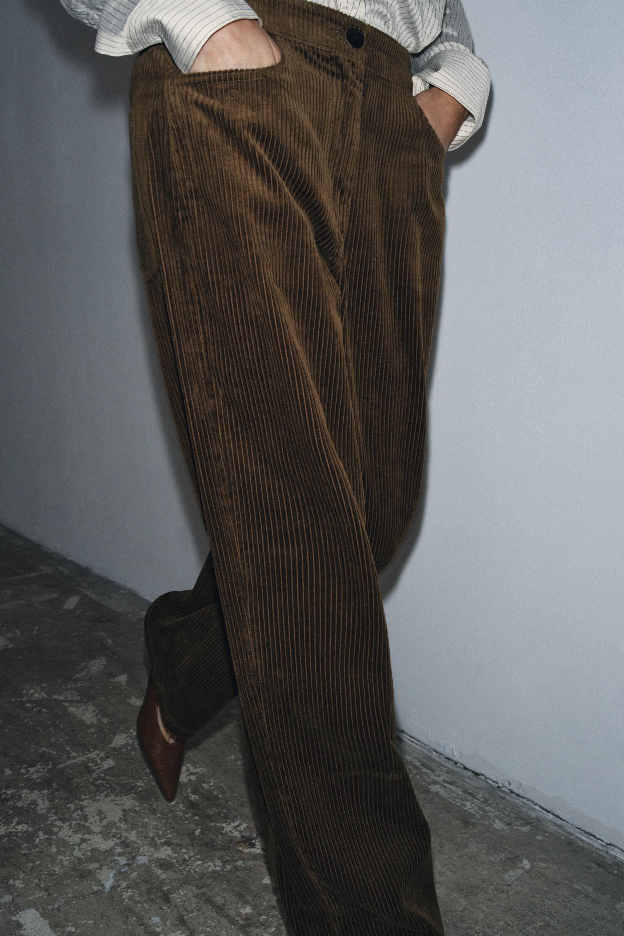 Zw Collection Wide Leg Corduroy Pants