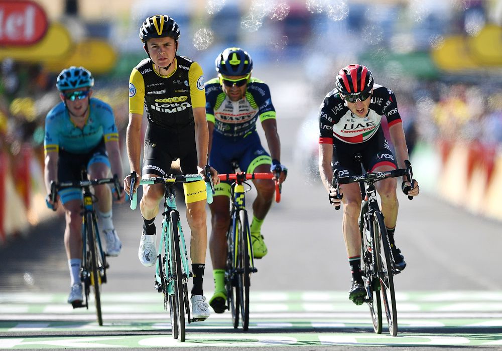 Dan Martin finishes stage 14 at the Tour de France after a late puncture