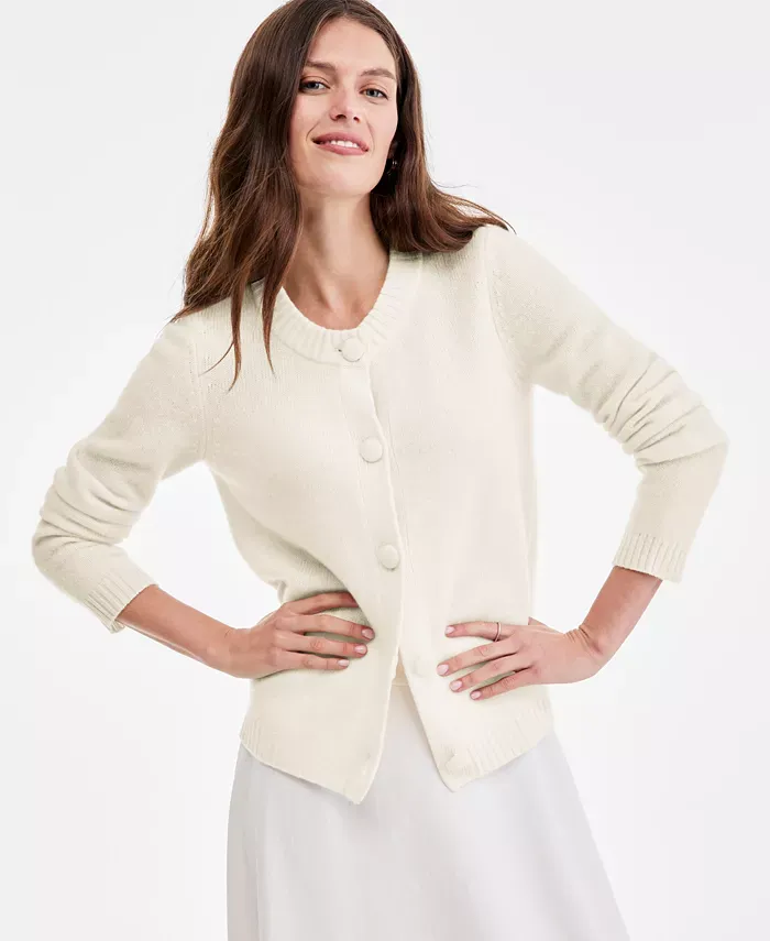Charter Club, Women&#039;s 100% Cashmere Chunky Crewneck Cardigan, Macy&#039;s Exclusive