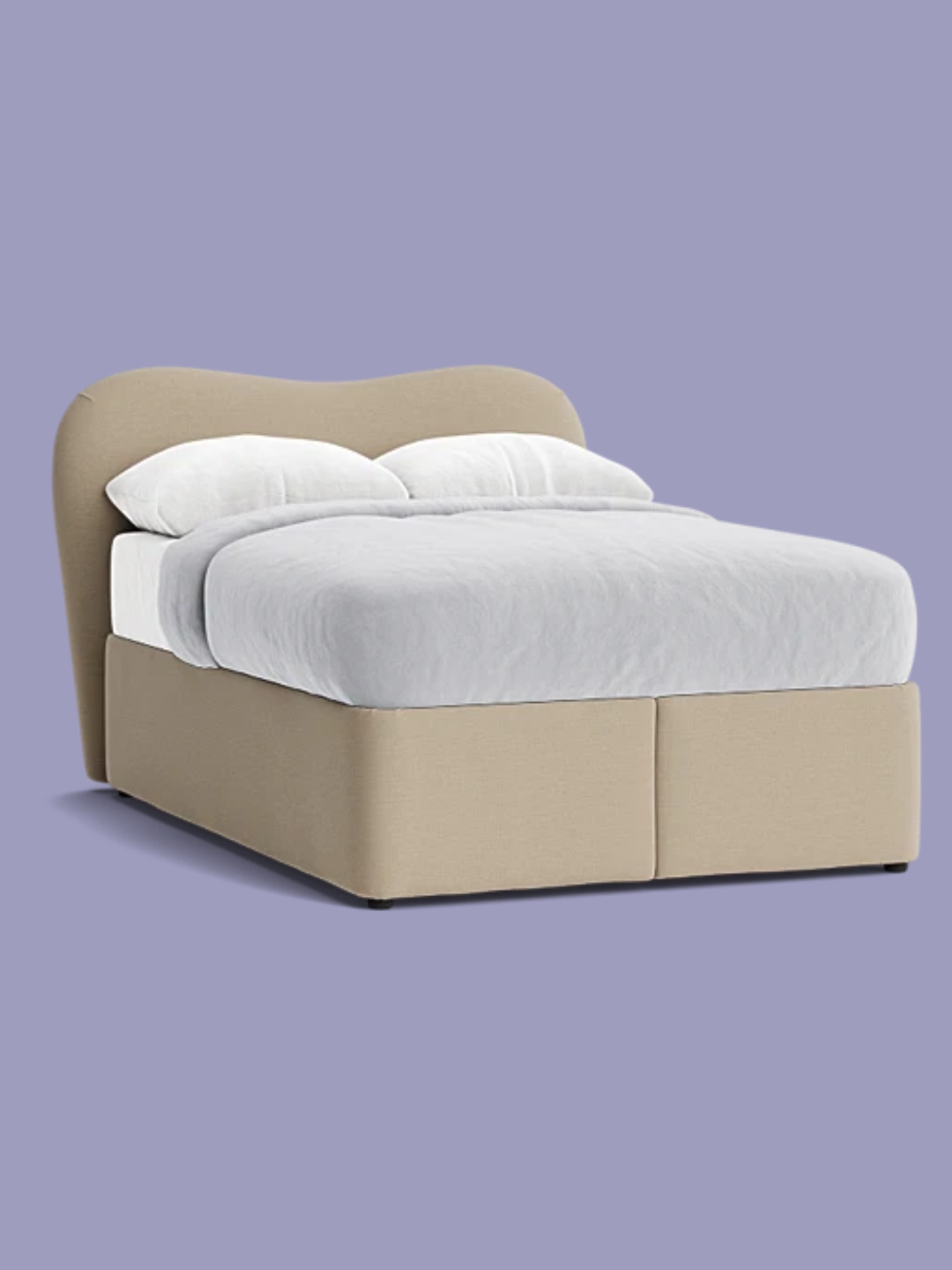 Loaf, Bottoms Up Ottoman Double Bed in Velvet Tea Dunk - Beige