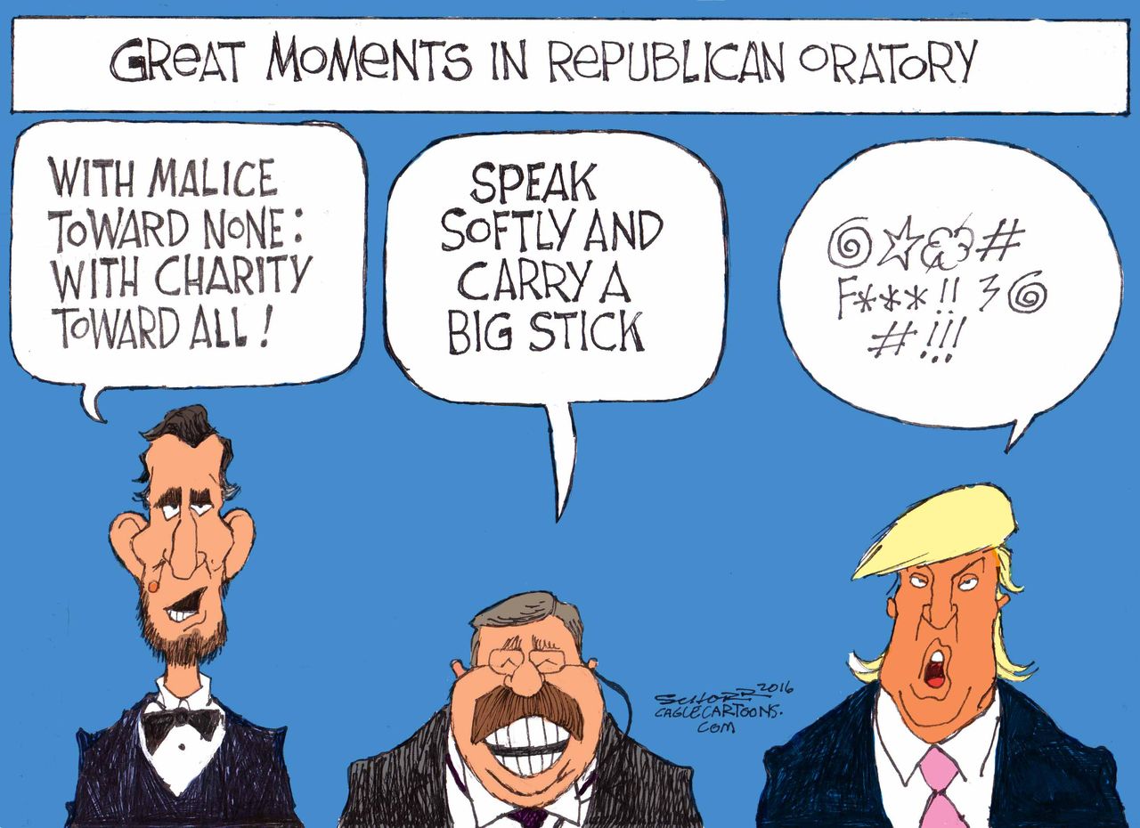 Political cartoon U.S. Presidents Donald Trump 2016 election