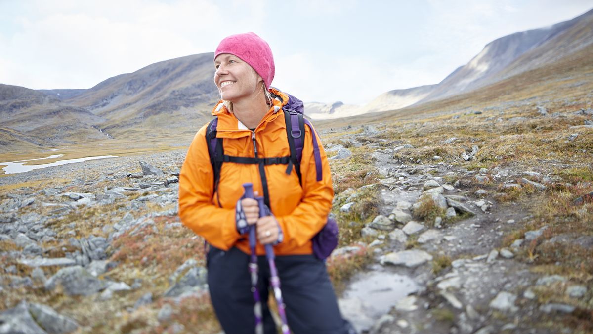 Smiling woman in mountains