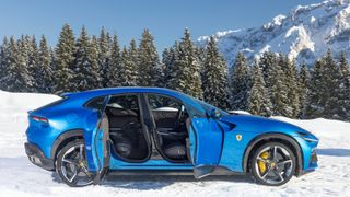 Ferrari Purosangue, doors open in snow