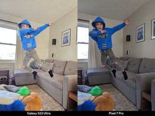 Comparing motion capture in photos between the Samsung Galaxy S23 Ultra and Google Pixel 7 Pro