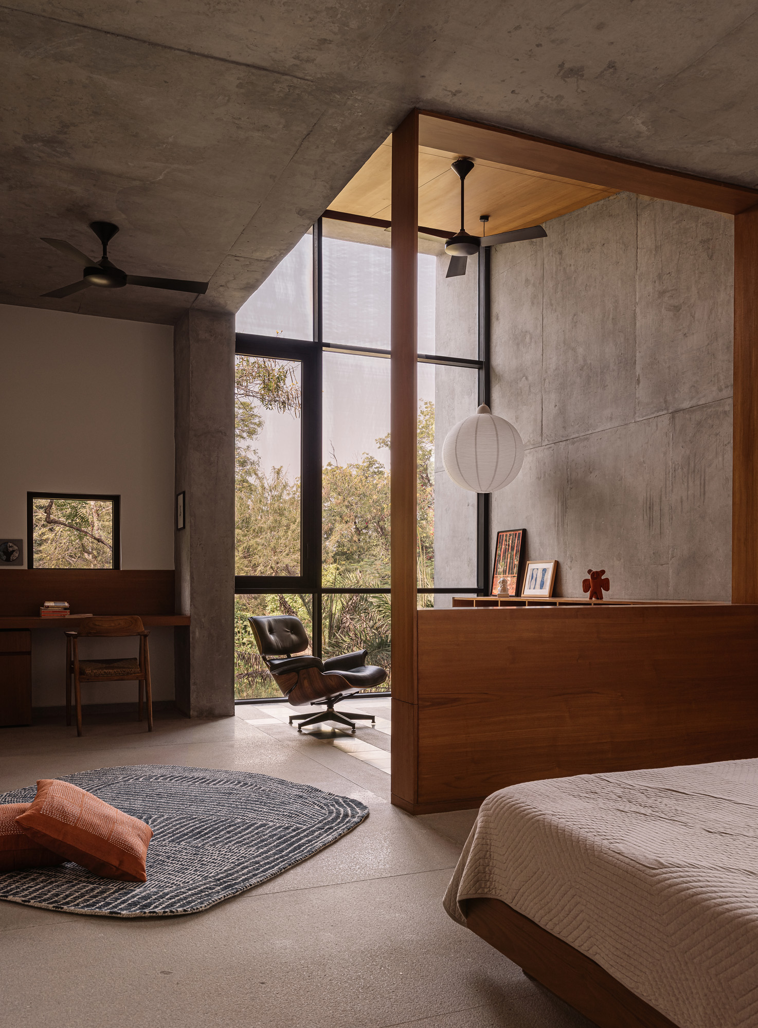 Brutalist concrete interior of Gujarat house by Studio Sangath from April 2026 Wallpaper* Global Interiors issue