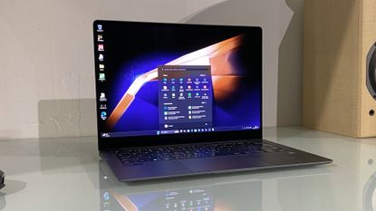 Samsung Galaxy Book4 Pro in use on a desk showing the screen