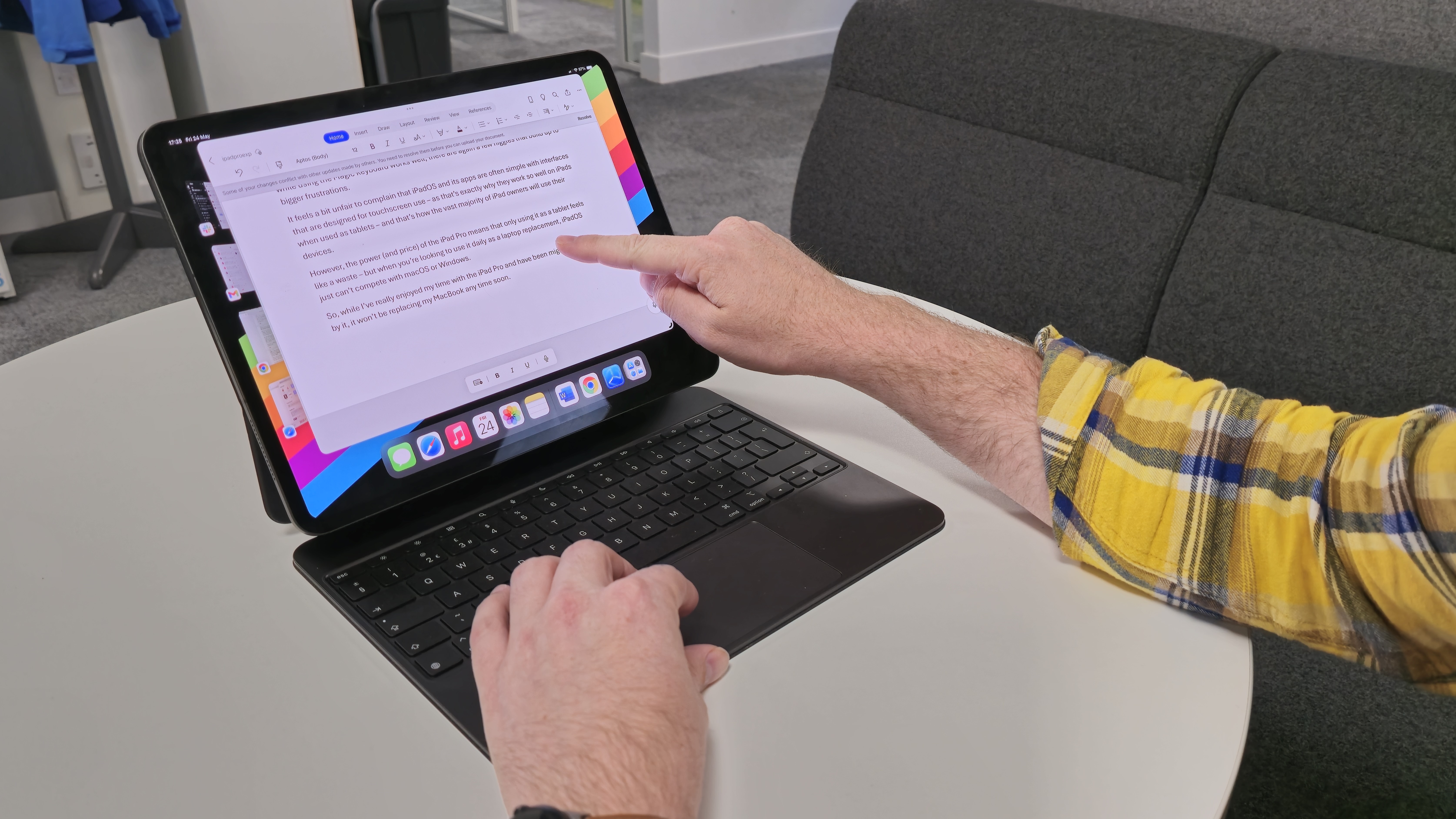 iPad Pro used as a laptop in an office