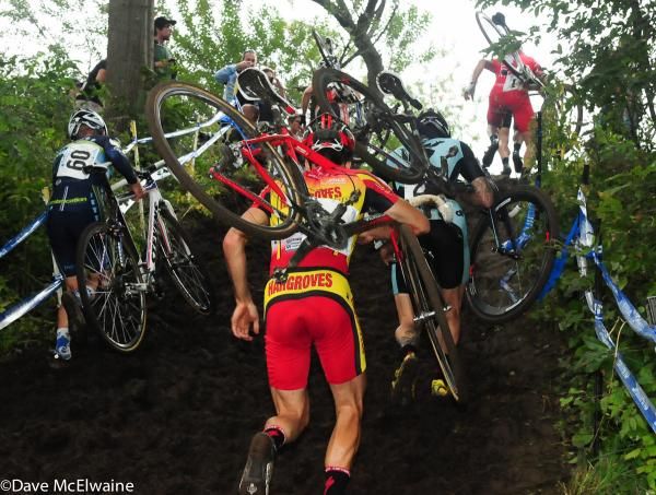 The race leaders take on the big dirt hill
