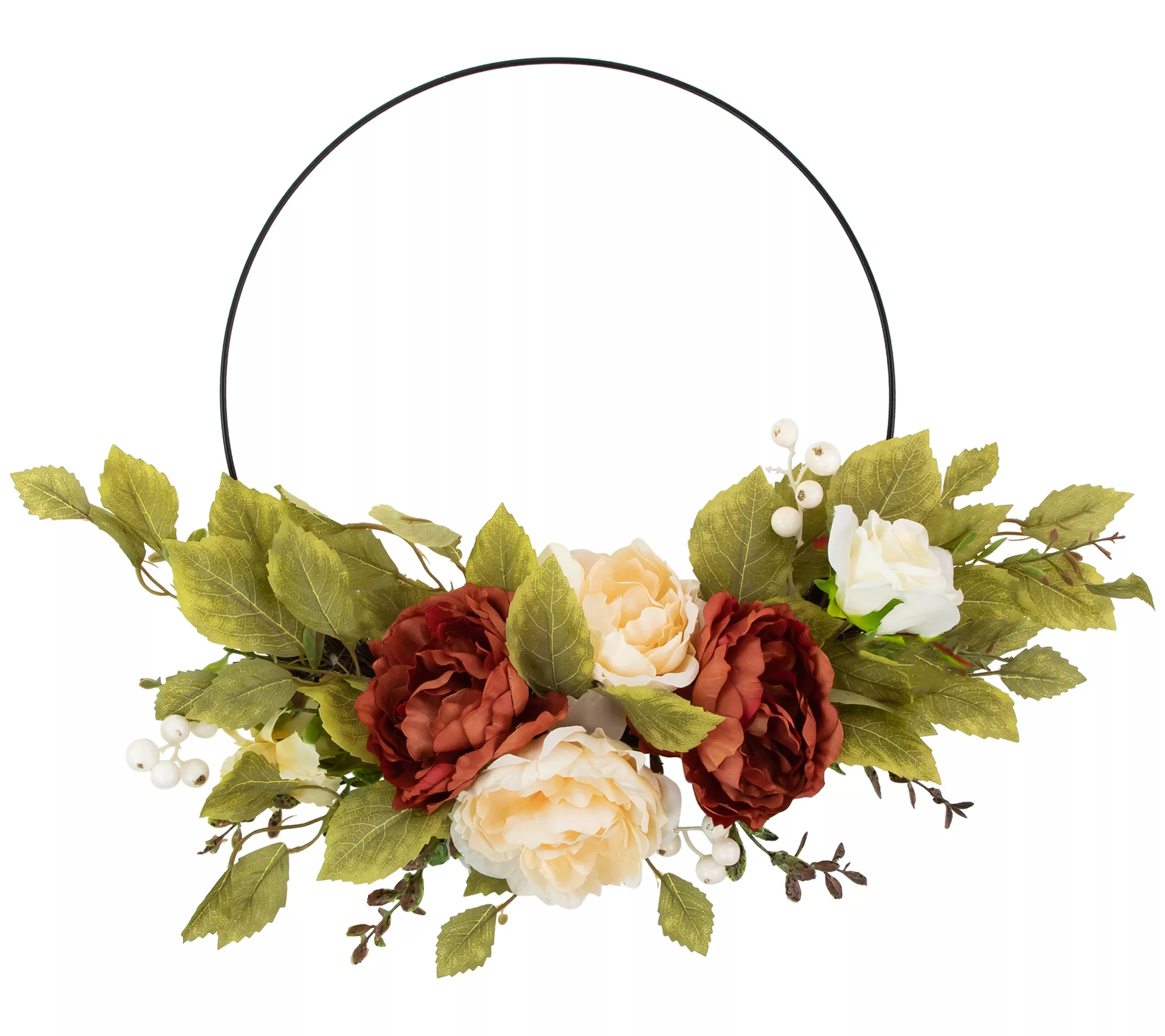 Northlight Autumn Harvest Floral Half Wreath W/fall Foliage