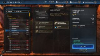 New world weapon crafting window