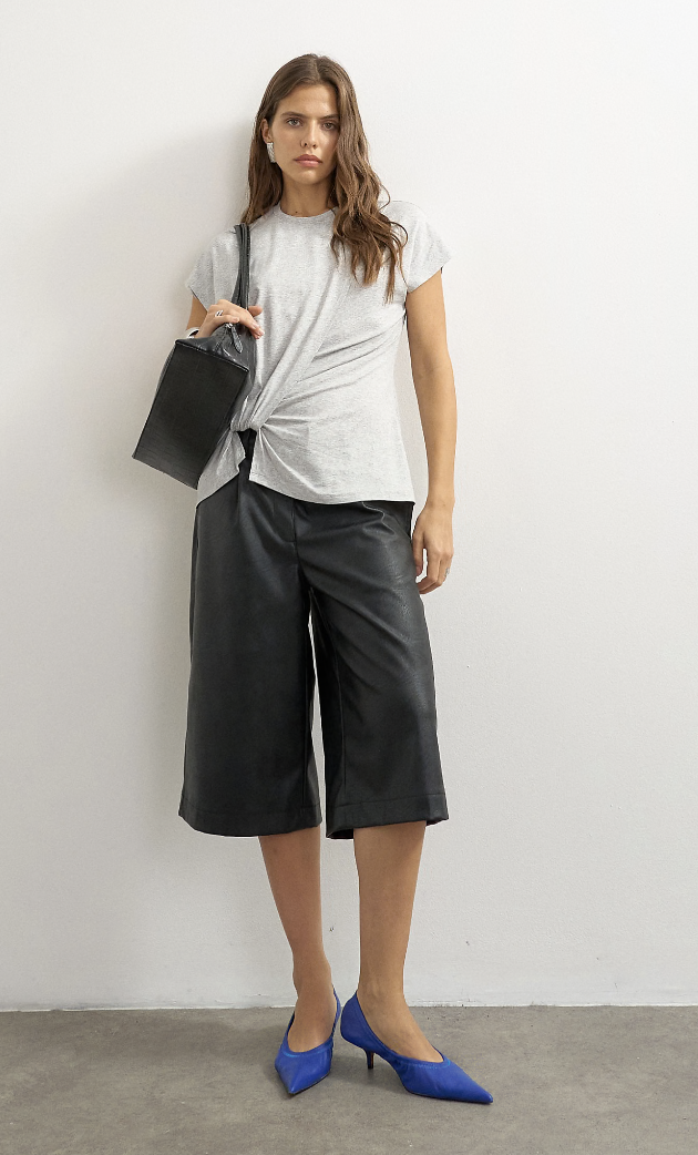 Topshop, Faux leather Bermuda shorts