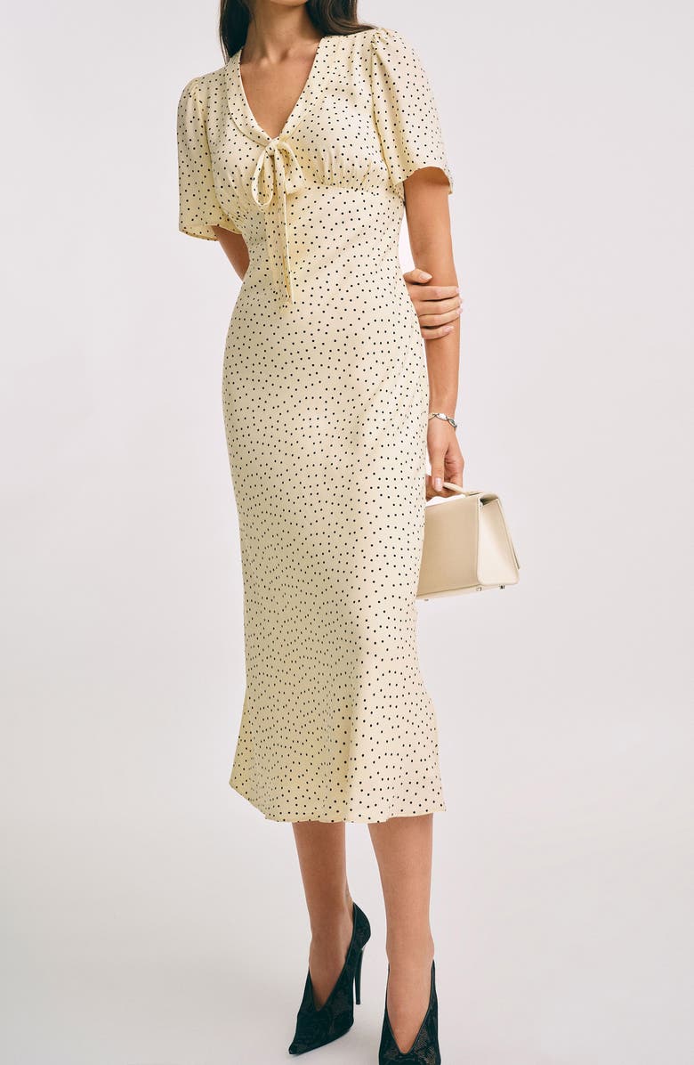 Tyra Polka Dot Short Sleeve Midi Dress