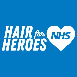 hershesons hair for heroes graphic campaign image in blue and white