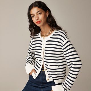 J.Crew, New Relaxed Emilie Sweater Lady Jacket in Stripe