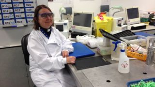 Vicar Jenny McKay working in the lab