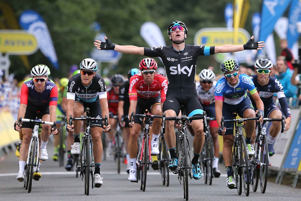 Elia Viviani (Team Sky) wins stage 3 at the 2015 Tour of Britain.