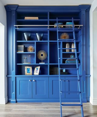 Storage ideas blue hallway bookcase