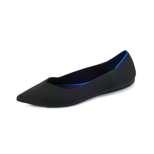 Rothy's the Point Women's Slip-On Shoes, Pointed-Toe Flats, Black, Made From Recycled Plastic Bottles & Machine Washable, Size 10
