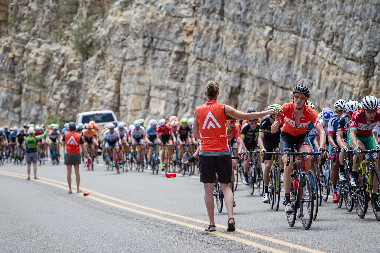 The men hit the feed zone