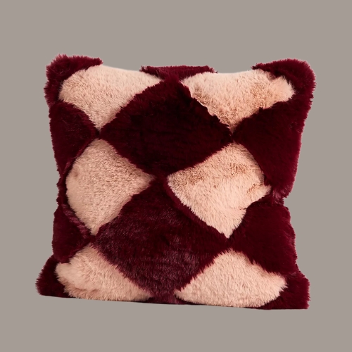 Anthropologie, Chella Checkered Faux-Fur Pillow