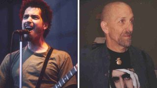 Soundgarden’s Chris Cornell performing onstage and Artis The Spoonman posing for a photograph