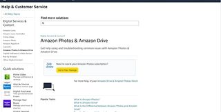 Amazon Photos' dedicated support webpage