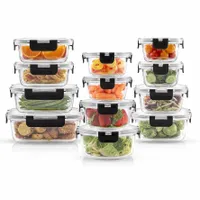JoyJolt JoyFul 24pc Glass Leakproof Storage Containers JoyJolt JoyFul 24pc Glass Leakproof Storage Containers