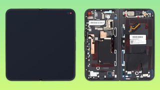 The front and back of the Pixel 9 Pro Fold display on iFixit.