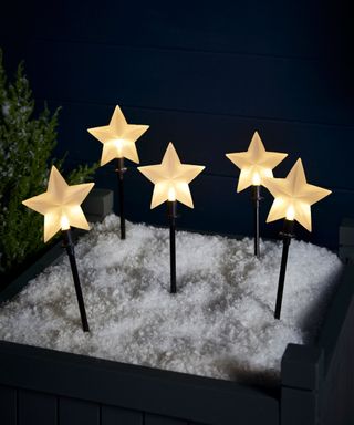 Outdoor Christmas star lights in container