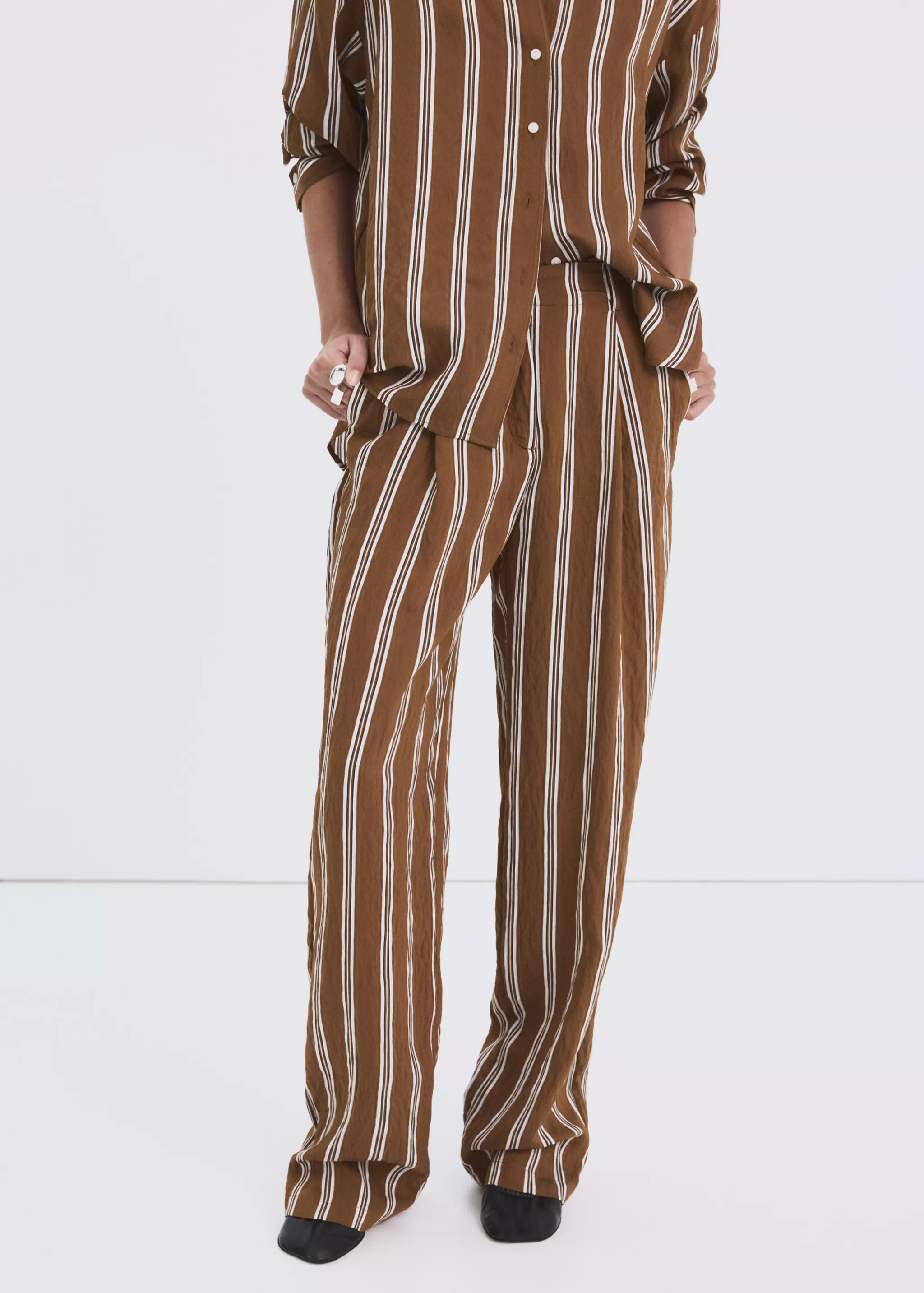 Pleated Striped Pants - Women | Mango Usa